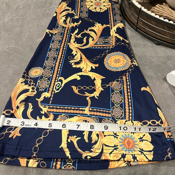 🔥Unbranded Versace Inspired Jumpsuit with Flare Legs. Pullon Blue&Gold Size:XL - Picture 11 of 13